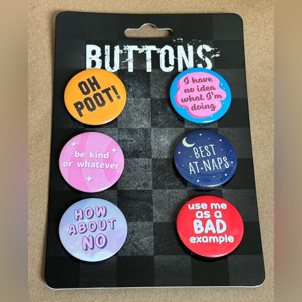 Hot Topic Fun Quotes Button Set by Whatever! Company. 6 buttons